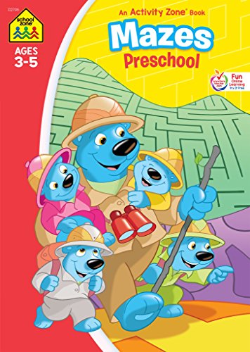 Product Cover School Zone - Mazes Preschool Workbook - Ages 3 to 5, Preschool to Kindergarten, Maze Puzzles, Colorful Pictures, and More (School Zone Activity Zone® Workbook Series)