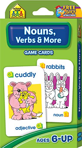 Product Cover School Zone - Nouns, Verbs & More Game Cards - Ages 6+, Grammar, Parts of Speech, Word-Picture Association, Sentence Structures, and More