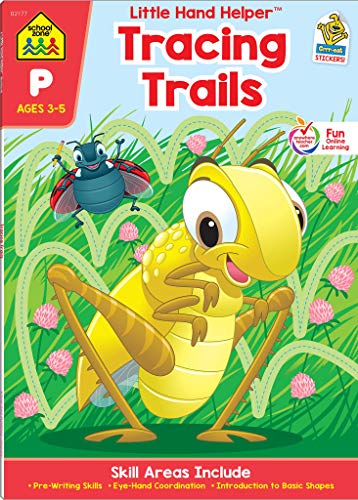 Product Cover School Zone - Tracing Trails Workbook - Ages 3 to 5, Preschool to Kindergarten, Pre-Writing, Intro to Shapes, Alphabet, Numbers, and More (School Little Hand HelperTM Book Series) (Little Hand Helpers)