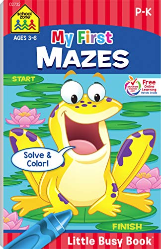 Product Cover School Zone - My First Mazes Workbook - Ages 3 to 6, Preschool to Kindergarten, Activity Pad, Maze Puzzles, Coloring, and More (School Zone Little Busy BookTM Series)
