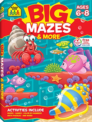 Product Cover School Zone - Big Mazes and More Workbook - Ages 6 to 8, 1st Grade, 2nd Grade, Learning Activities, Games, Puzzles, Problem-Solving, and More (School Zone Big Workbook Series)