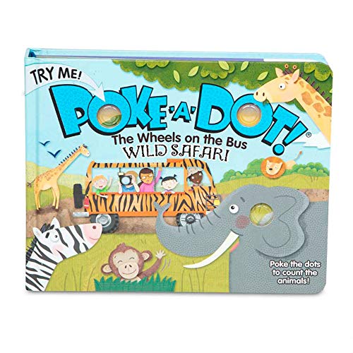 Product Cover Melissa & Doug Children's Book - Poke-a-Dot: The Wheels on the Bus Wild Safari (Board Book with Buttons to Pop, Great Gift for Girls and Boys - Best for 3, 4, 5 Year Olds and Up)