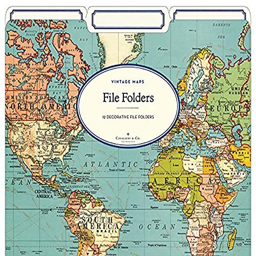 Product Cover Cavallini Papers & Co. World Map 2 Heavyweight File Folders (Set of 12)