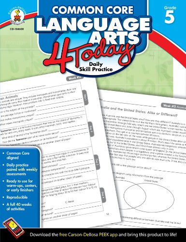 Product Cover Common Core Language Arts 4 Today, Grade 5: Daily Skill Practice (Common Core 4 Today)