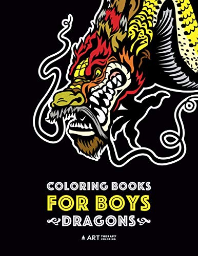 Product Cover Coloring Books For Boys: Dragons: Advanced Coloring Pages for Teenagers, Tweens, Older Kids & Boys, Detailed Dragon Designs With Tigers & More, ... Stress Relief & Relaxation, Relaxing Designs