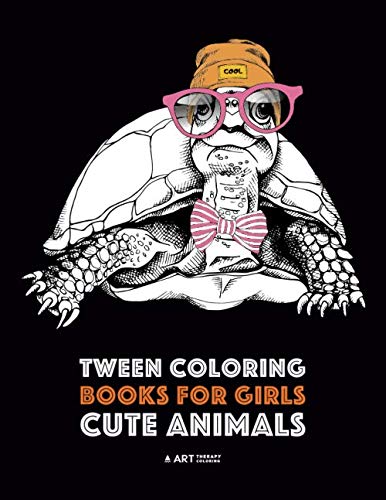 Product Cover Tween Coloring Books For Girls: Cute Animals: Colouring Book for Teenagers, Young Adults, Boys, Girls, Ages 9-12,13-16, Detailed Designs for Relaxation & Mindfulness