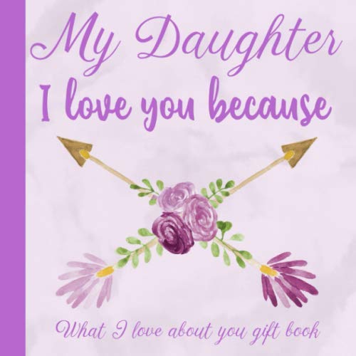 Product Cover My Daughter I Love You Because What I love About You Gift Book: Prompted Fill-in the Blank Personalized Journal | 25 Reasons Why I Love You | ... Present Idea (I Wrote a Book About You)