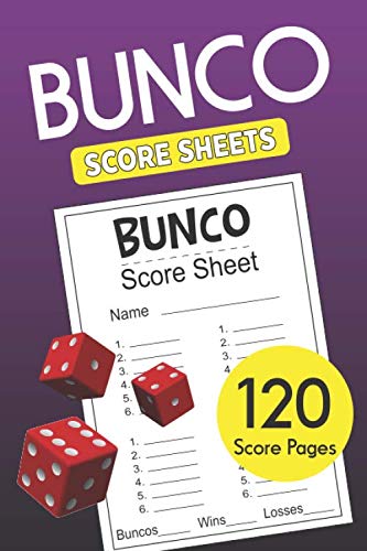 Product Cover Bunco Score Sheets: 120 Bunco Score Cards for Bunco Dice Game Lovers Party Supplies Game kit Score Pads v9