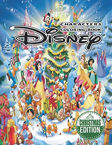 Product Cover Christmas Edition Characters Coloring Book: 50+ Favorite Characters Illustrations With High Quality In Black And White. Perfect Coloring Book For Your ... Back To School. Also Great For Adults