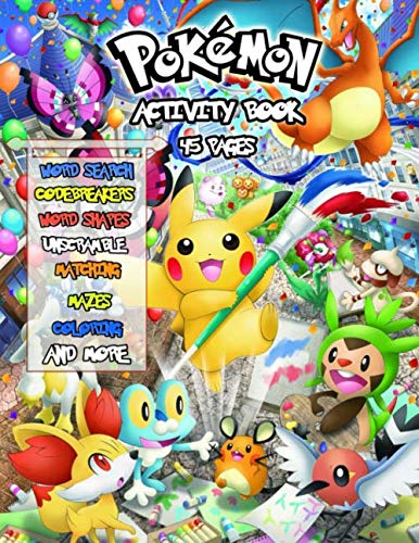 Product Cover Pokemon Activity Book: 45 PAGES, Coloring, Word Search, Mazes, Matching, Codebreakers, Word Shapes, Unscramble and More