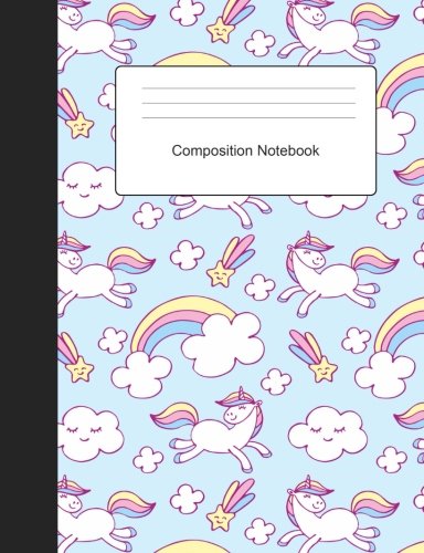 Product Cover Composition Notebook: Wide Ruled School Office Home Student Teacher 100 Pages - Unicorns Rainbows Cute Notebook (School Composition Notebooks) (Volume 13)