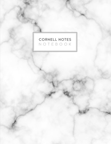 Product Cover Cornell Notes Notebook: White Marble Cornell Note Paper Notes Taking Journal for School Students College Ruled Lined Large Notebook, 8.5 x 11 in