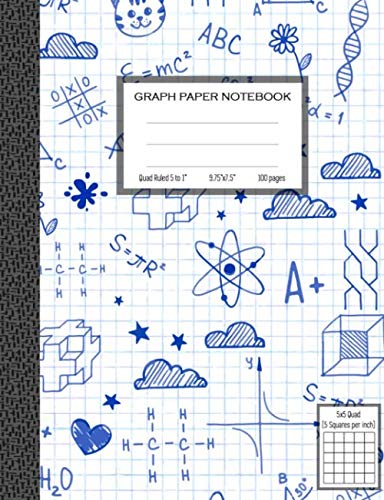 Product Cover Graph Paper Notebook, Quad Ruled 5 squares per inch: Math and Science Composition Notebook for Students