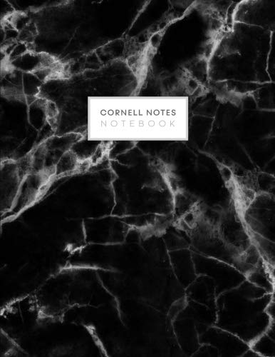 Product Cover Cornell Notes Notebook: Black White Marble Chic Cornell Note Paper Notes Taking Journal for School Students College Ruled Lined Large Notebook, 8.5 x 11 in