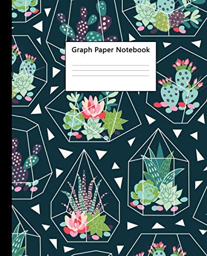 Product Cover Graph Paper Notebook: Quad Ruled 5 x 5 (.20'') Graphing Paper Composition Book for Math & Science Students, 5 Squares per Inch, Large - Cool Succulent Geometric Design