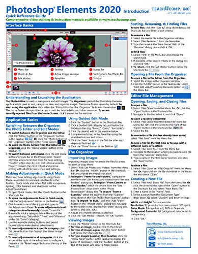Product Cover Adobe Photoshop Elements 2020 Introduction Quick Reference Training Tutorial Guide (Cheat Sheet of Instructions, Tips & Shortcuts - Laminated Card)