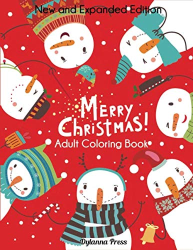 Product Cover Merry Christmas Adult Coloring Book: New and Expanded Editions, 100 Unique Designs, Ornaments, Christmas Trees, Wreaths, and More
