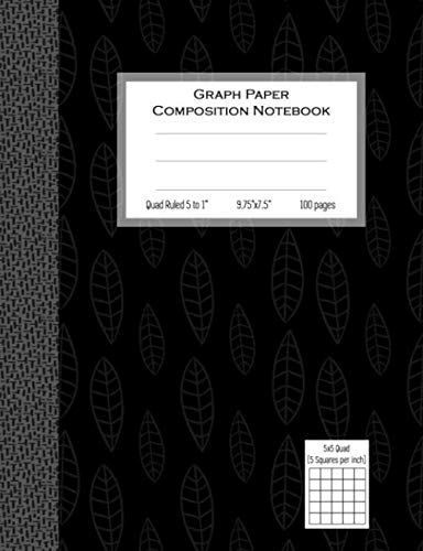 Product Cover Graph Paper Composition Notebook, Quad Ruled 5 squares per inch, 100 pages: 9.75 in. x 7.5 in. (9 3/4