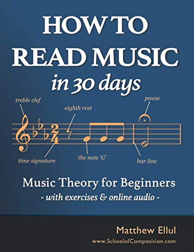 Product Cover How to Read Music in 30 Days: Music Theory for Beginners - with exercises & online audio (Practical Music Guides)