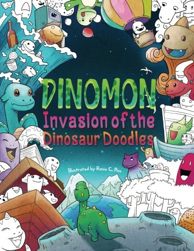 Product Cover Dinomon - Invasion of the Dinosaur Doodles: A Cute and Fun Coloring Book for Adults and Kids (Relaxation, Meditation)