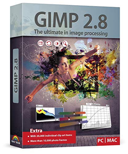 Product Cover GIMP 2.8 - Ultimate Image Processing - Software Package includes 20,000 Clip Art Items - 10,000 Photo Frames - compatible with Adobe PhotoShop Elements / CS