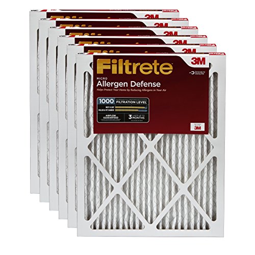 Product Cover Filtrete Micro Allergen Defense HVAC Air Filter, Delivers Cleaner Air Throughout Your Home, Guaranteed Airflow up to 90 days, MPR 1000, 20 x 25 x 1, 6-Pack