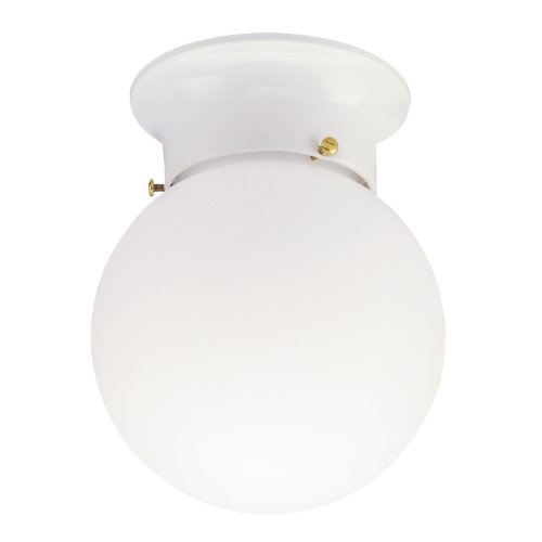 Product Cover Westinghouse Lighting 66607-00 Westinghouse 6660700 One-Light Flush-Mount Interior Ceiling Fixture, Finish with White Glass Globe, 1,