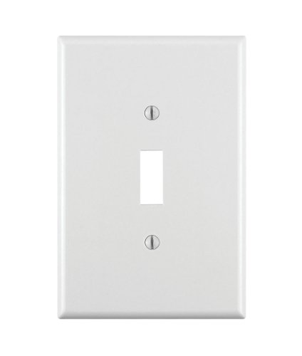 Product Cover Leviton 88101 001-000 1-Toggle Oversized Wall Plate, 1 Gang, 5-1/4 in L X 3-1/2 in W 0.255 in T, Smooth, 1-Pack, White