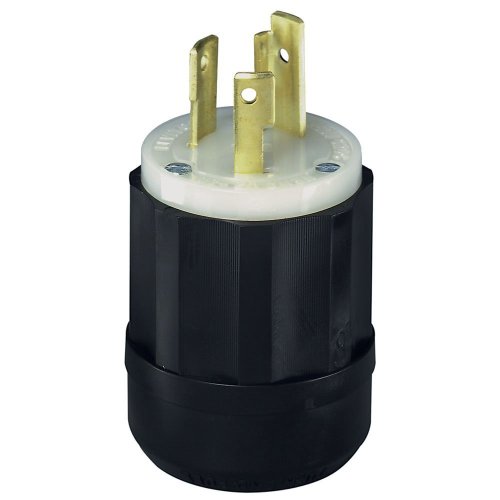 Product Cover Leviton 2621 30 Amp, 250 Volt, NEMA L6-30P, 2P, 3W, Locking Plug, Industrial Grade, Grounding - Black-White