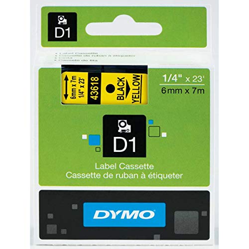 Product Cover DYMO Standard D1 45018 Labeling Tape ( Black Print on Yellow Tape , 1/2'' W x 23' L , 1 Cartridge)