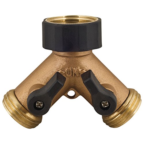 Product Cover Melnor 9000 541202 2 Way Metal Hose Connector with Built in Shut-Off valves, Gold