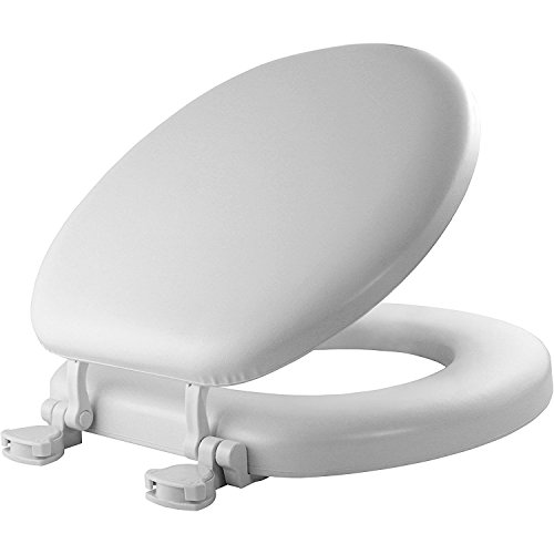 Product Cover Mayfair 13EC 000 Soft Toilet Seat Easily Removes ROUND, Padded with Wood Core, White