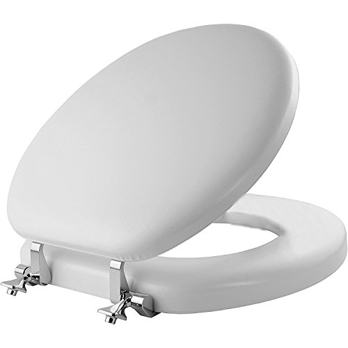 Product Cover MAYFAIR Soft Toilet Seat with Chrome Hinges, ROUND, Padded with Wood Core, White, 13CP