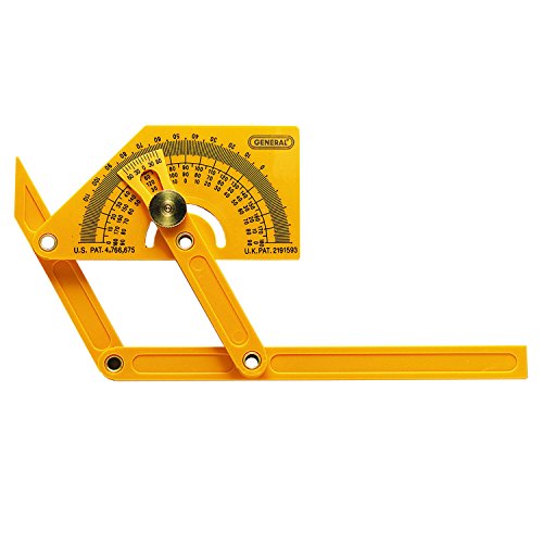 Product Cover General Tools 29 Plastic Protractor and Angle Finder, Outside, Inside, Sloped Angles, 0° to 180°