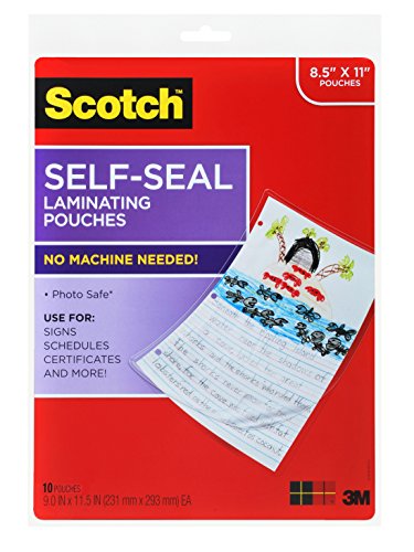 Product Cover Scotch Self-Sealing Laminating Pouches LS854-10G, Gloss Finish, Letter Size (Pack of 10)