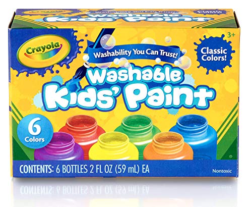 Product Cover Crayola Washable Kids Paint, Classic Colors, 6 Count, Painting Supplies, Gift