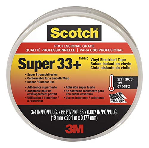 Product Cover Scotch Super 33+ Vinyl Electrical Tape, 6132-BA-10, 3/4 in x 66 ft x 0.007 in