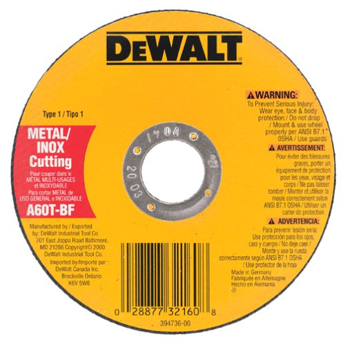 Product Cover DEWALT DW8063 5-Inch by .045-Inch by 7/8-Inch A60T Abrasive Metal/INOX Cutting Wheel