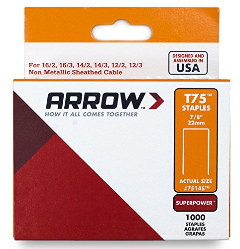Product Cover Arrow Fastener 7514S Genuine 7/8-Inch T75 Staples, 1,000-Pack
