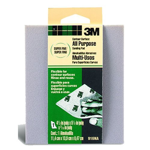 Product Cover 3M Contour Surface Sanding Sponge, Super Fine, 4.5-Inch by 5.5-Inch by 0.2-Inch