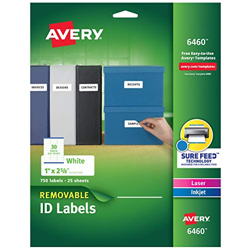 Product Cover Avery Removable 1 x 2 5/8 Inch White ID Labels 750 Count (6460)