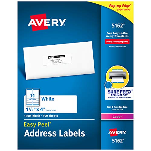 Product Cover Avery Address Labels with Sure Feed for Laser Printers, 1-1/3