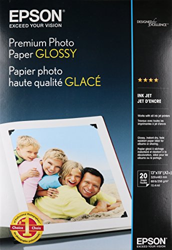 Product Cover Epson Premium Photo Paper GLOSSY (13x19 Inches, 20 Sheets) (S041289)