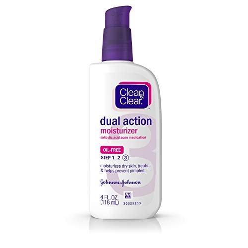 Product Cover Clean & Clear Essentials Dual Action Face Moisturizer with Salicylic Acid Acne Medication, Oil-Free Facial Moisturizer for Acne-Prone Skin, 4 fl. oz