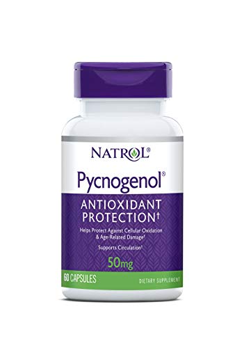Product Cover Natrol Pycnogenol Capsules, Antioxidant Protection, Protects Against Cellular Oxidation and Age-Related Damage, European Maritime Pine Bark Extract, Supports Circulation, 50mg, 60 Count