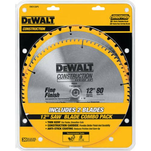 Product Cover DEWALT DW3128P5 80-Tooth 12 in. Crosscutting Tungsten Carbide Miter Saw Blade - 2 Pack