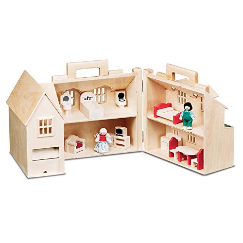 Product Cover Melissa & Doug Fold & Go Dollhouse (Portable Wooden Dollhouse, Features Working Doors, Sturdy Carrying Handles, Great Gift for Girls and Boys - Best for 3, 4, 5, and 6 Year Olds)