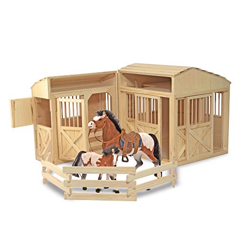 Product Cover Melissa & Doug Folding Horse Stable (Pretend Play, Wooden Dollhouse With Fence, 7 Working Doors, Large Play Area, Great Gift for Girls and Boys - Best for 3, 4, 5, 6, and 7 Year Olds)