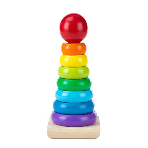 Product Cover Melissa & Doug Rainbow Stacker Classic Toy (Developmental Toys, 8 Smooth Rings, Solid Wood Base, Great Gift for Girls and Boys - Best for Babies, 18 Month Olds, 24 Month Olds, 1 and 2 Year Olds)
