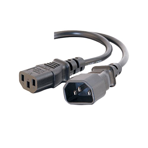Product Cover C2G 03141 18 AWG Computer Power Extension Cord - IEC320C14 to IEC320C13, TAA Compliant, Black (6 Feet, 1.82 Meters)